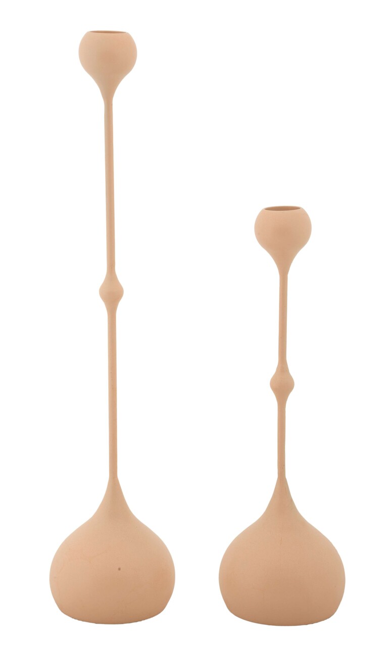 Set 2 suporturi de lumanare Slimmy, Mauro Ferretti, 8x26 cm, 8x37 cm, fier, roz/auriu - imagine 6